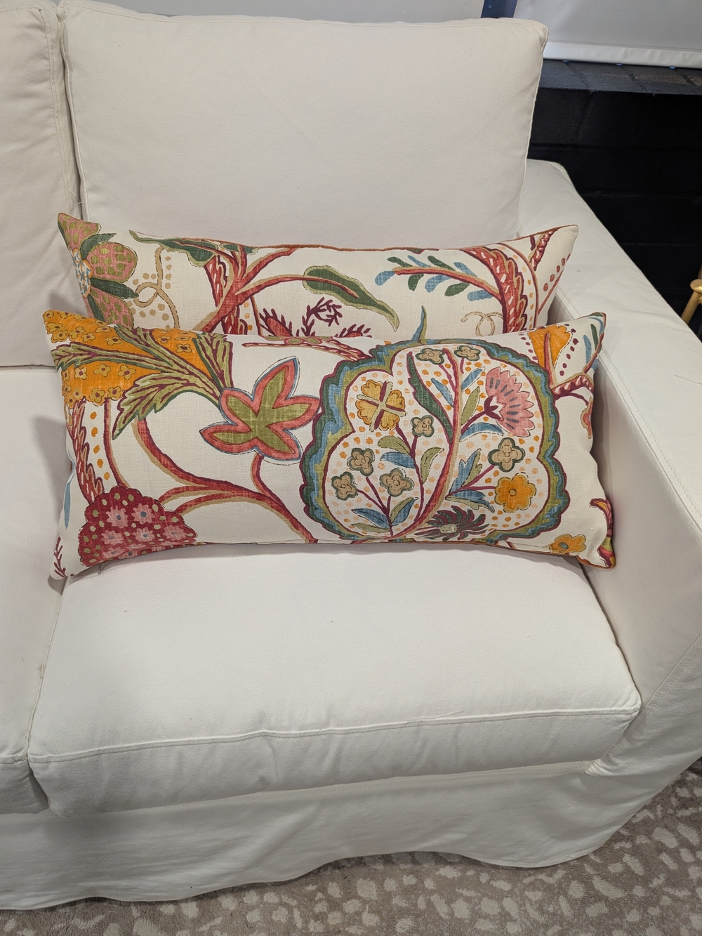 Decorative Floral Lumbar Pillow in Multi-Color Covers Only